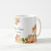 Peach Roses Floral Silver Glitter Wedding Party Kaffeetasse (VorderseiteRechts)