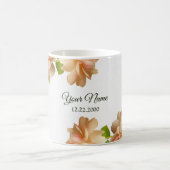 Peach Roses Floral Silver Glitter Wedding Party Kaffeetasse (Mittel)