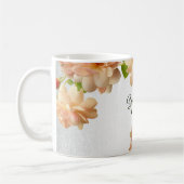 Peach Roses Floral Silver Glitter Wedding Party Kaffeetasse (Links)