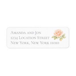 Peach Roses Garden Wedding Return Address Labels