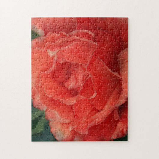 Peach Rote Rose Blume Art Puzzle (Vertikal)