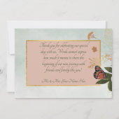 Peach & Rust Blume auf Grüner Hochzeit Dankeskarte (Rückseite)