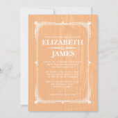 Peach Rustic Barn Wood Wedding Einladungen (Vorderseite)