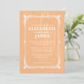 Peach Rustic Barn Wood Wedding Einladungen (Stehend Vorderseite)