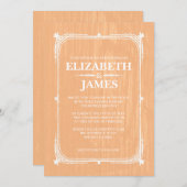 Peach Rustic Barn Wood Wedding Einladungen (Vorne/Hinten)