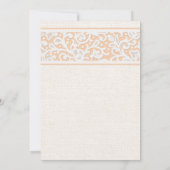 Peach Rustic Burlap Linen Bridal Dusche Einladung (Rückseite)