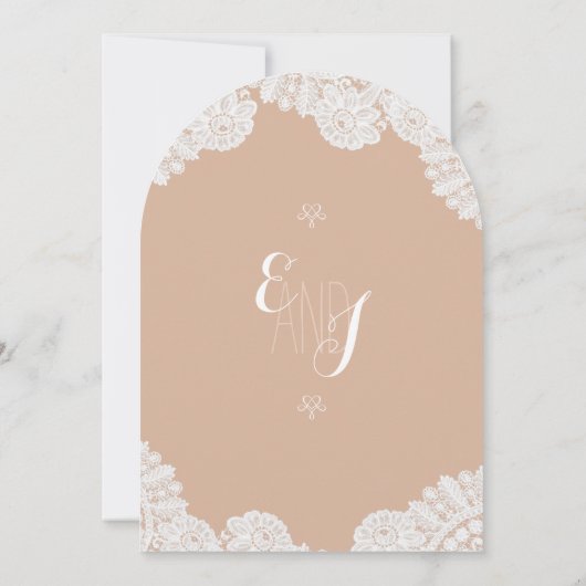 Peach Rustic Country Heirloom Spitzen Hochzeit Einladung (Rückseite)