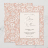 Peach Rustic Lace Wedding Einladungen (Vorne/Hinten)