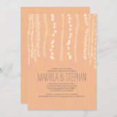 Peach Rustic String Lights Probe Dinner Einladung (Vorne/Hinten)
