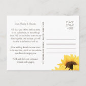 PEACH RUSTIC SUNFLOWER SAVE THE DATE POSTCARD ANKÜNDIGUNGSPOSTKARTE (Rückseite)
