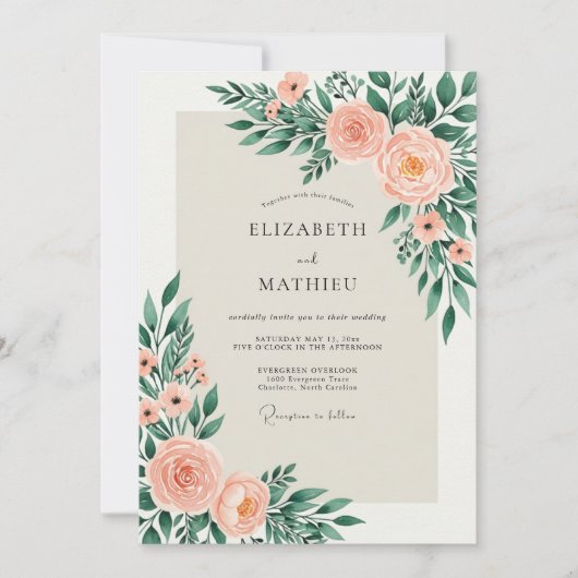 Peach Sage Alluring Spring Wedding Einladung (Vorderseite)