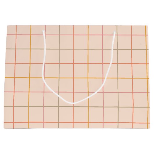 Peach Sage Gelbes Kariertes Gittermuster Große Geschenktüte (Vorderseite)