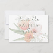 Peach & Sage Green Blume Hochzeit Save The Date (Vorderseite)