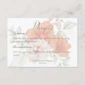 Peach & Sage Green Blume Hochzeitdetails Begleitkarte (Vorderseite)