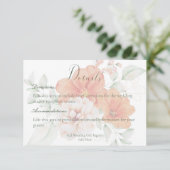 Peach & Sage Green Blume Hochzeitdetails Begleitkarte (Stehend Vorderseite)