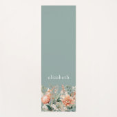 Peach Sage Green Boho Wasserfarben Yogamatte (Vorderseite)