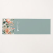 Peach Sage Green Boho Wasserfarben Yogamatte (Vorderseite (Horizontal))