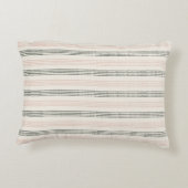 Peach Sage Green Minimalistisch Stripe Boho Dekokissen (Rückseite)