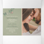 Peach Sage Green Tri-Falten Hochzeitladen Dreifach Gefaltete Einladung (Innenseite Mitte)