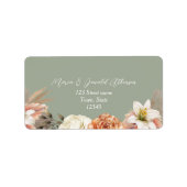 Peach Sage Green Wedding Address Label Adressaufkleber (Vorne)