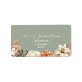Peach Sage Green Wedding Address Label Adressaufkleber