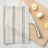 Peach Sage Moderner Minimalistischer Streifen Boho Geschirrtuch (Viertel Falte)