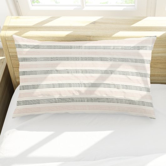 Peach Sage Moderner Minimalistischer Streifen Boho Kissenbezug