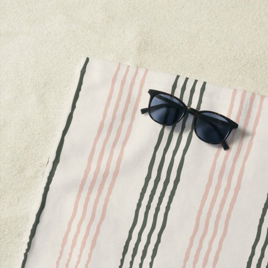 Peach Sage Moderner Minimalistischer Streifen Boho Strandtuch (Beispiel)