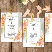 Peach, Sage Seating Plan Cards mit Gästennamen