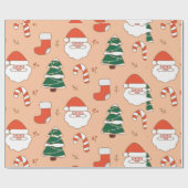 Peach Santa und Candy Cane Geschenkpapier (Flach)