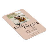 Peach Save the Date Foto Wedding Magnet (Rechte Seite)