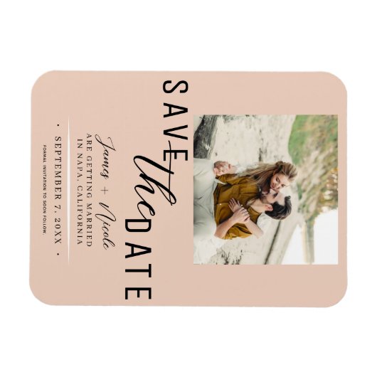 Peach Save the Date Foto Wedding Magnet (Horizontal)