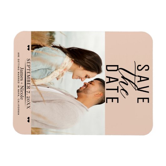 Peach Save the Date Wedding Foto Magnet (Horizontal)