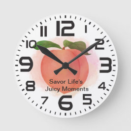 Peach Savor Juicy Moments Custom Quote Runde Wanduhr