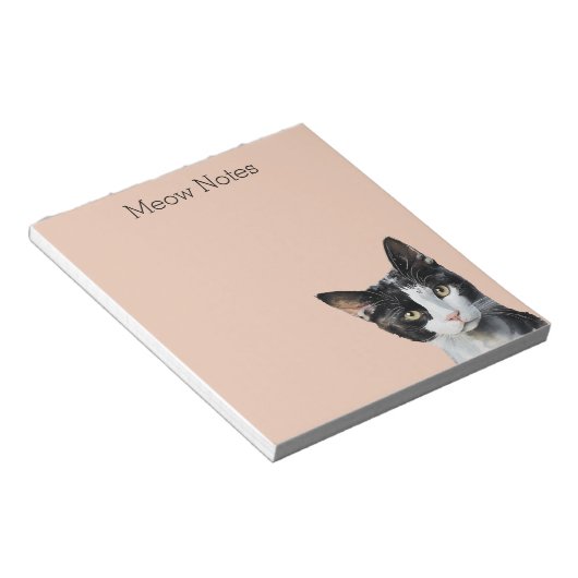 Peach Schwarz-weiß Kitty Cat Notizblock (angewinkelt)
