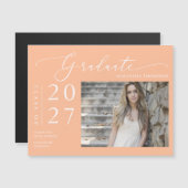 Peach Script High School Graduate Foto Magnet (Vorne/Hinten)
