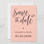 Peach Script Minimalistisch Save the Date Einladun Einladung (Vorderseite)