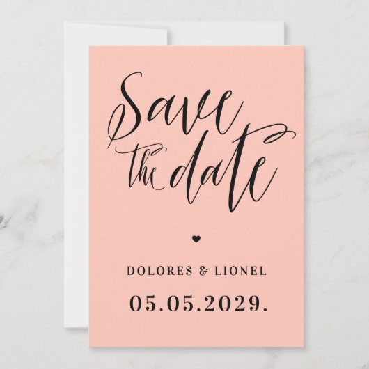 Peach Script Minimalistisch Save the Date Einladun Einladung (Vorderseite)