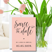 Peach Script Minimalistisch Save the Date Einladun Einladung