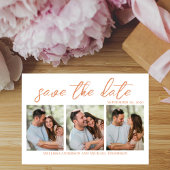 Peach Script Multi Foto Save the Date Hochzeit