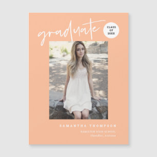 Peach Script School Graduate Foto Magnet