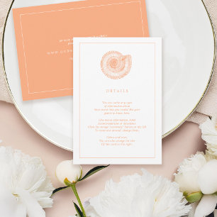Peach Sea Muschel Beach Hochzeitskarte Begleitkarte