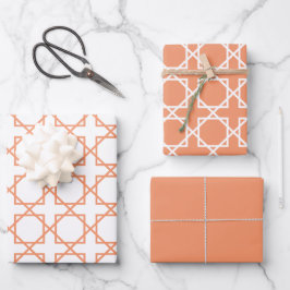 Peach Seamless Geometric Pattern Geschenkpapier Set