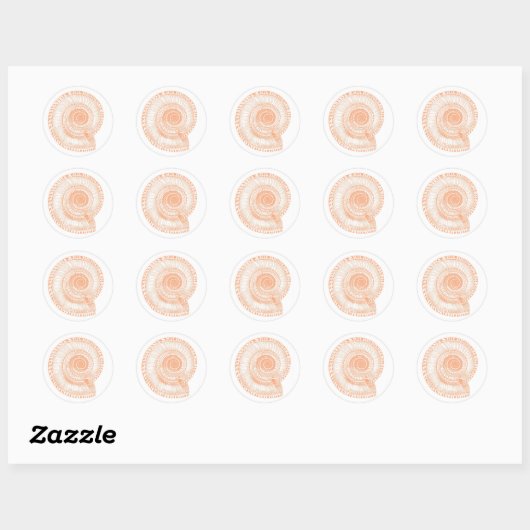 Peach Seashell Sticker (Blatt)