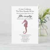 Peach Seepferd Pink Girl Floral Baby Dusche (Stehend Vorderseite)