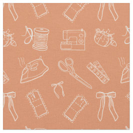 Peach Sewing Themed Pattern Stoff