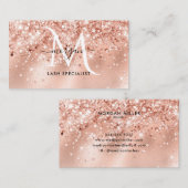 Peach Shimmer Glitzer Rose Gold Monogram Visitenkarte (Vorne/Hinten)