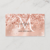 Peach Shimmer Glitzer Rose Gold Monogram Visitenkarte (Vorderseite)