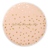 Peach Shiny Gold Imitate Foil Confetti Dots Glam Keramikknauf (Vorderseite)
