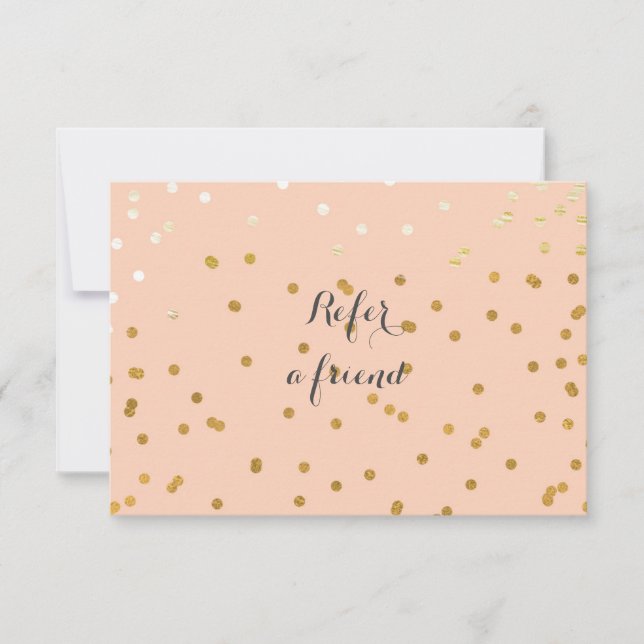 Peach & Shiny Gold Moderne Dots Referenzkarte (Vorderseite)